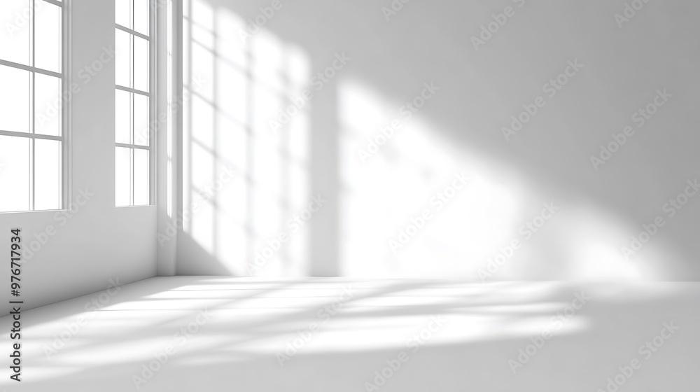 Sunlight streaming through windows in a white room Sunlight streaming through windows in a white room