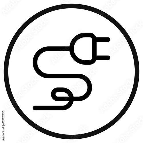 Editable electrical plug, cord, cable, wire vector icon. Construction, tools, industry. Part of a big icon set family. Perfect for web and app interfaces, presentations, infographics, etc