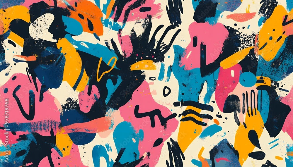Abstract art featuring a vibrant mix of colors and shapes. Abstract art featuring a vibrant mix of colors and shapes.