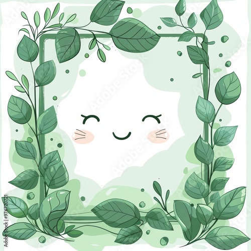 Simplistic Kawaii Punk Light Green Background with Heavy Outlines and Rounded Shapes for Creative Projects Generative AI photo