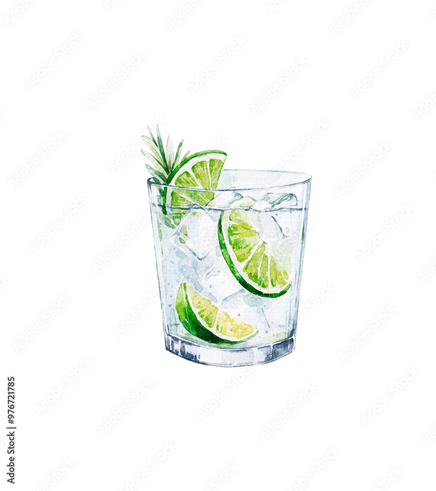 Watercolor Gin Tonic illustration. Alcohol long drink clipart. Glass of cocktail. Club shake beverage hand drawn illustration. Stock print. Watercolor Gin Tonic illustration. Alcohol long drink clipart. Glass of cocktail. Club shake beverage hand drawn illustration. Stock print.