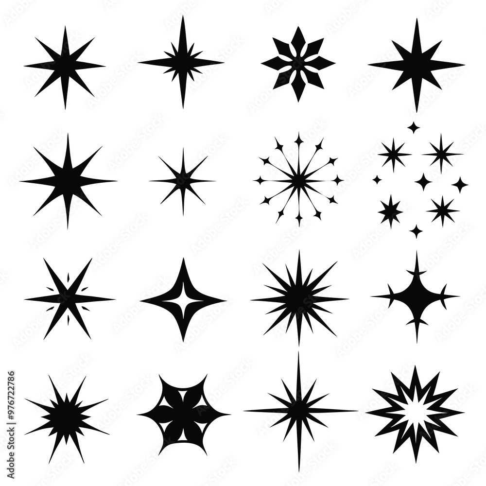Star collection. Different stars set. Vector illustration Star collection. Different stars set. Vector illustration