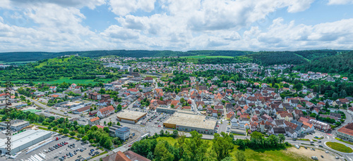 Die Stadt Bopfingen am Ipf im Ostalbkreis im Luftbild  photo