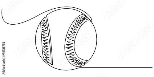 Baseball ball one line art. Continuous line drawing of ball, sport, hardball, softball, ball sports, activity, american, game, training, competitive, leisure, professional, play, Continuous line draw