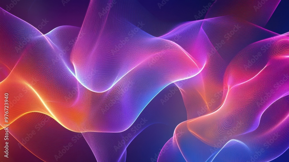 Colorful abstract waves of light creating fluid dynamic shapes on dark background Colorful abstract waves of light creating fluid dynamic shapes on dark background