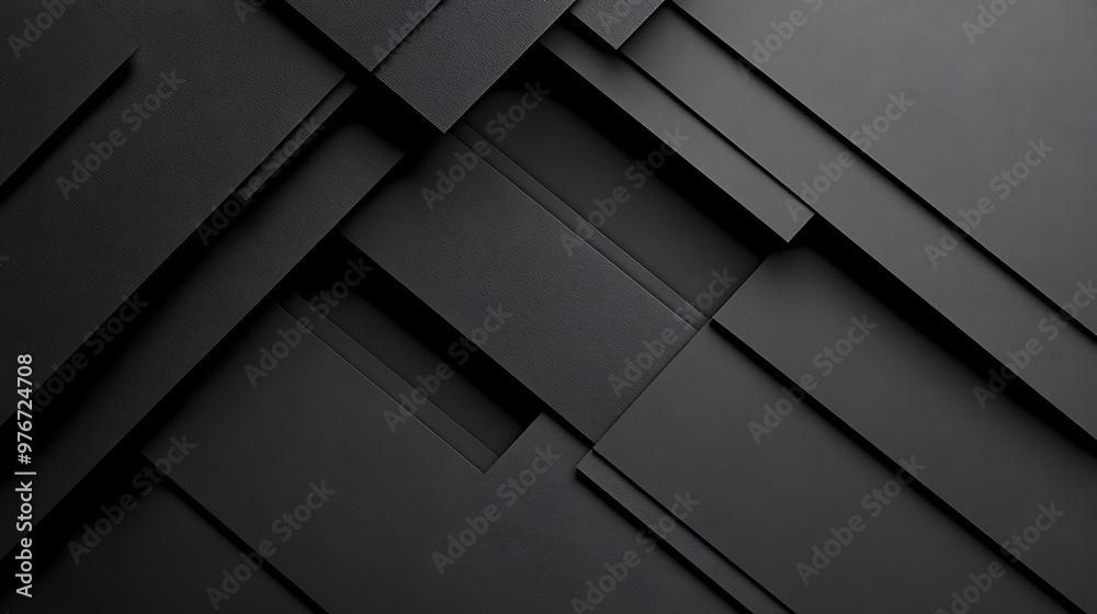 Abstract Geometric Pattern of Overlapping Black Shapes Abstract Geometric Pattern of Overlapping Black Shapes