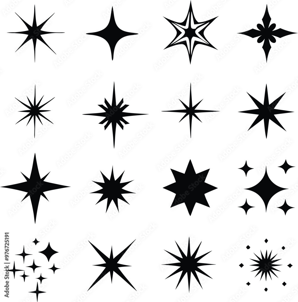 Star collection. Different stars set. Vector illustration Star collection. Different stars set. Vector illustration