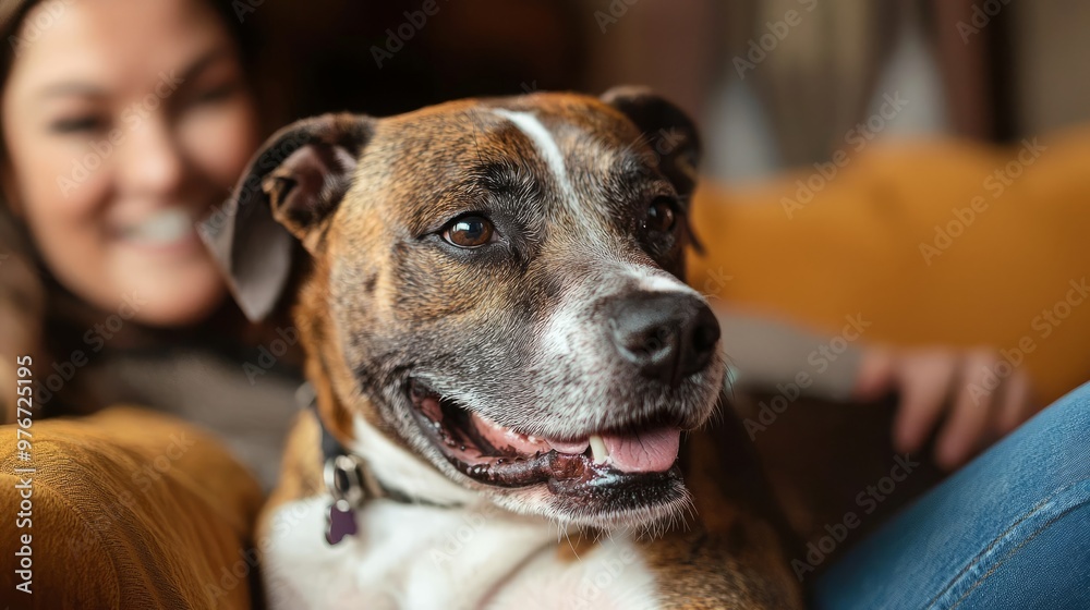 Happy Dog With Owner On Couch Happy Dog With Owner On Couch