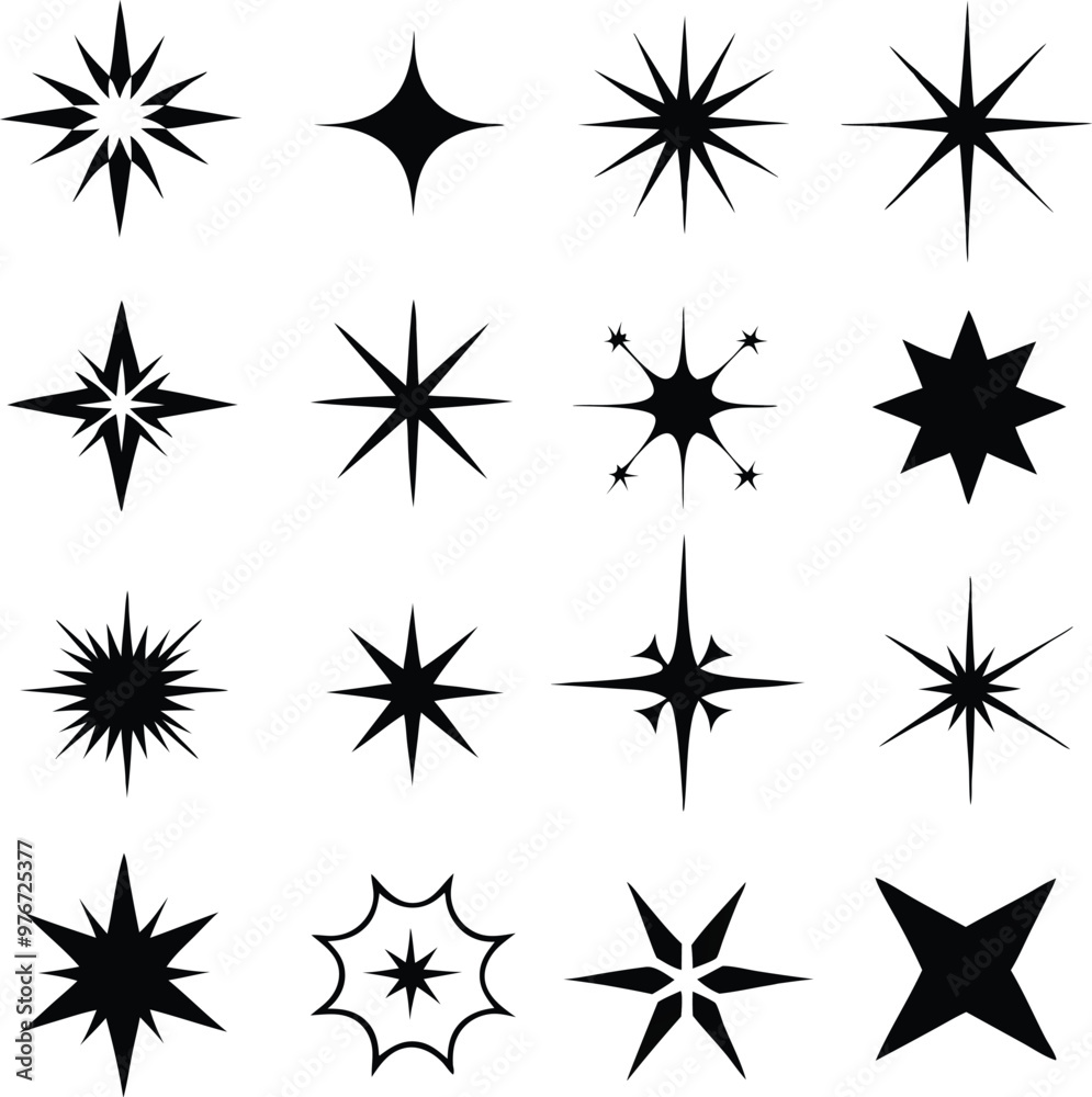 Star collection. Different stars set. Vector illustration Star collection. Different stars set. Vector illustration