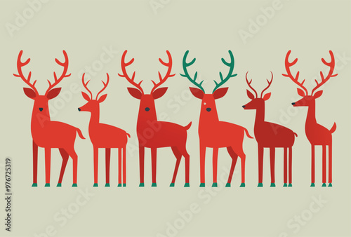 Colorful Geometric reindeer vector modern Minimalist Wildlife Design Set