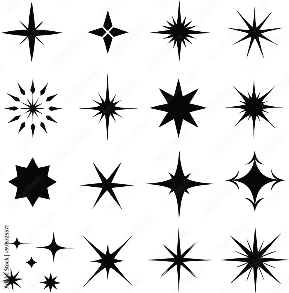 Star collection. Different stars set. Vector illustration Star collection. Different stars set. Vector illustration