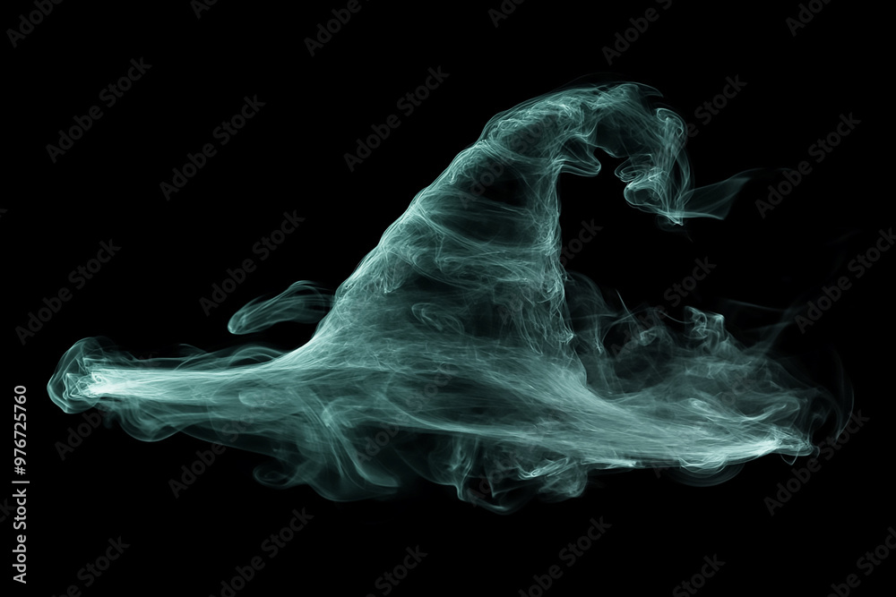 Fototapeta premium Smoky Halloween Witch Hats Effect Photo Overlays - High-Resolution Overlays Featuring Spooky Witch Hats and Smoky Effects for Adding Eerie Halloween Vibes to Your Photos and Designs. Generated AI