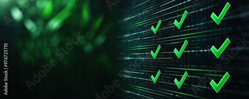 A digital interface showing a completed project timeline with green check marks, highlighting the structured accomplishment of business goals