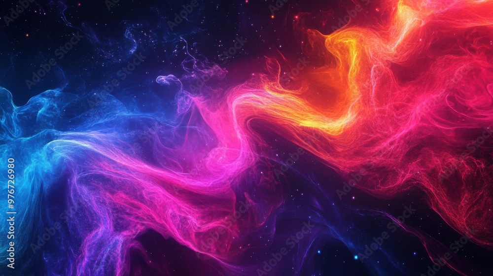 Colorful abstract swirling nebula in deep space with vibrant gradient hues Colorful abstract swirling nebula in deep space with vibrant gradient hues
