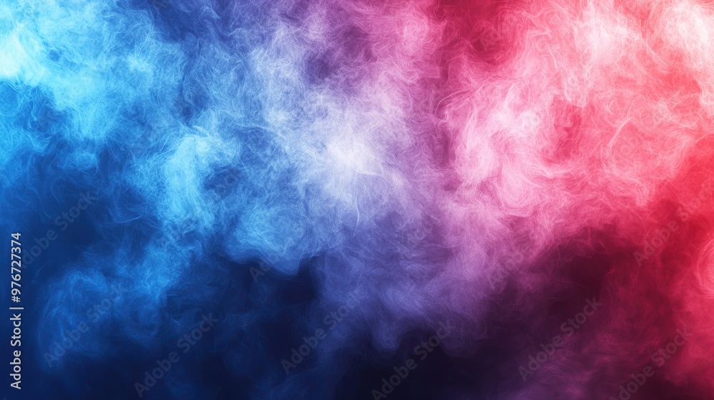 Colorful abstract smoke background with blue and red hues creating a dynamic, vibrant atmosphere for creative projects.