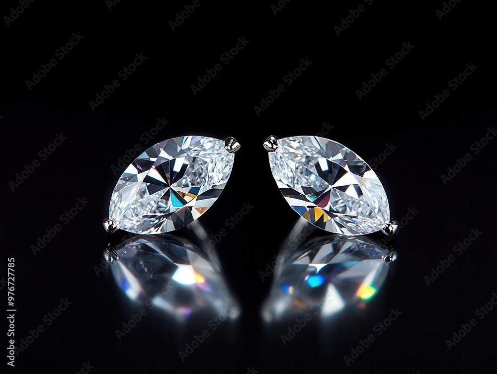 Marquise diamond stud earrings isolated, with sharp faceted edges creating a dazzling reflection marquise studs, gemstone, faceted Marquise diamond stud earrings isolated, with sharp faceted edges creating a dazzling reflection marquise studs, gemstone, faceted