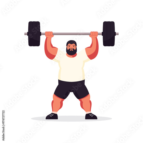 Man Lifting Heavy Weight Vector Illustration