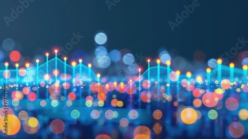 Visualize stock trends with a dynamic digital graph on a sleek blue background, highlighting key data points and analysis.