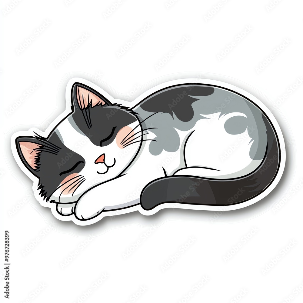 Adorable cartoon cat sleeping peacefully, perfect for conveying comfort and relaxation in various creative projects. Adorable cartoon cat sleeping peacefully, perfect for conveying comfort and relaxation in various creative projects.