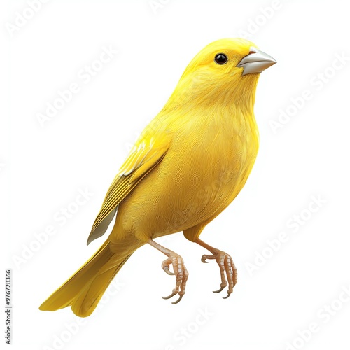 A vibrant yellow canary with detailed feathers, showcasing its lively charm and beauty, perfect for nature lovers.