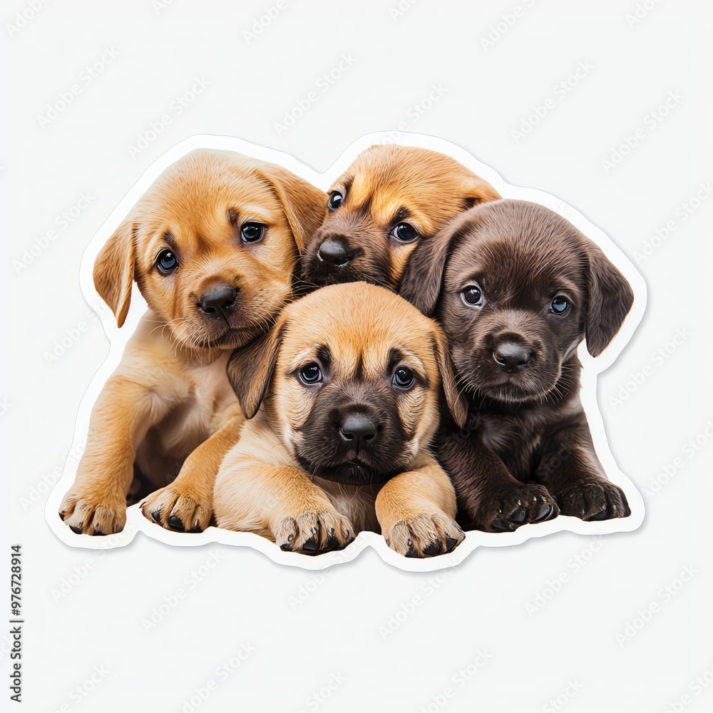 Adorable puppies cuddling together, radiating love and companionship. Perfect for showcasing pet joy and warmth.