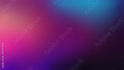 Grainy gradient banner background with abstract purple blue pink and black color vibrant noisy texture backdrop, illustration design