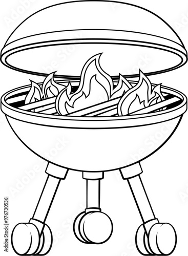 A Barbecue or BBQ Cartoon Icon Illustration