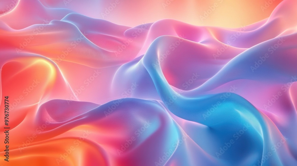Obraz premium Colorful abstract waves with smooth textures in vibrant sunset hues