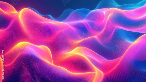 Vibrant abstract waves of light forming a colorful fluid design in digital art