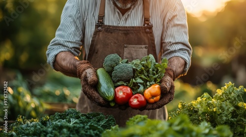 Farmer Holding Fresh Vegetables in Harvest Season