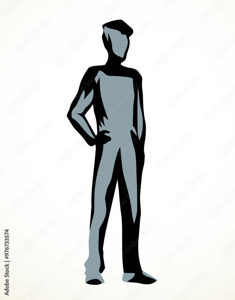 Obraz premium Vector drawing. Standing businessman sign
