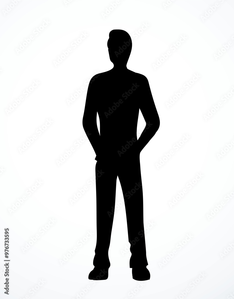 Vector drawing. Standing businessman sign