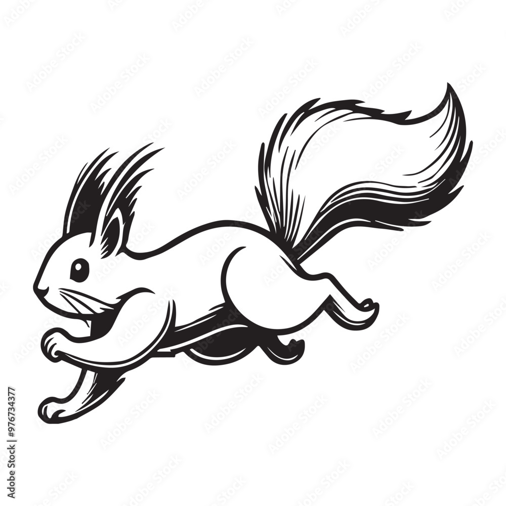 Squirrel Outline Clipart Design - Squirrel Logo Concept - Cute Squirrel vector illustration in black and white Squirrel Outline Clipart Design - Squirrel Logo Concept - Cute Squirrel vector illustration in black and white