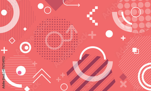 Peach fuzz background with geometric shapes