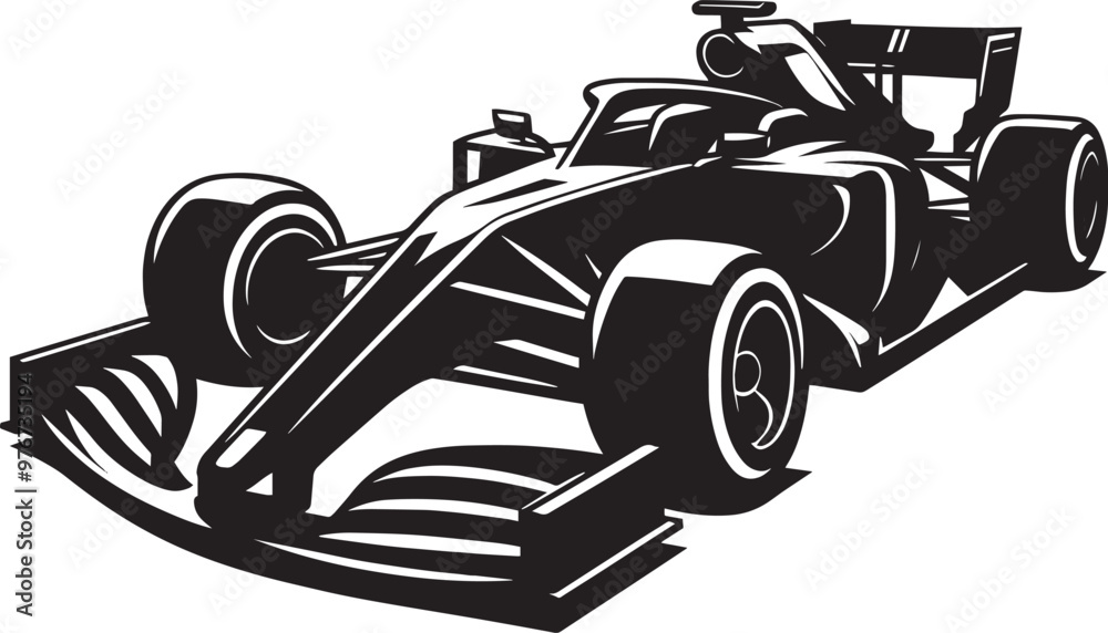 Obraz premium Racing Car silhouette vector illustration isolated on a white background