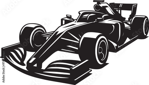 Racing Car silhouette vector illustration isolated on a white background