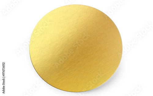 Round golden brushed metal texture isolated on white background. Abstract design element for print.