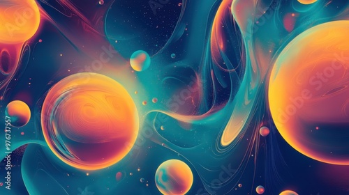 Wallpaper Mural Abstract cosmic scene with vibrant planets in neon cosmic space futuristic galaxy concept Torontodigital.ca