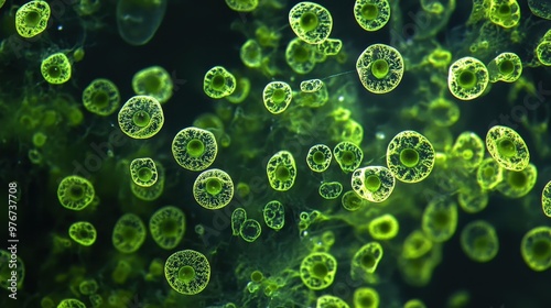 Microscopic Green Algae in Water photo