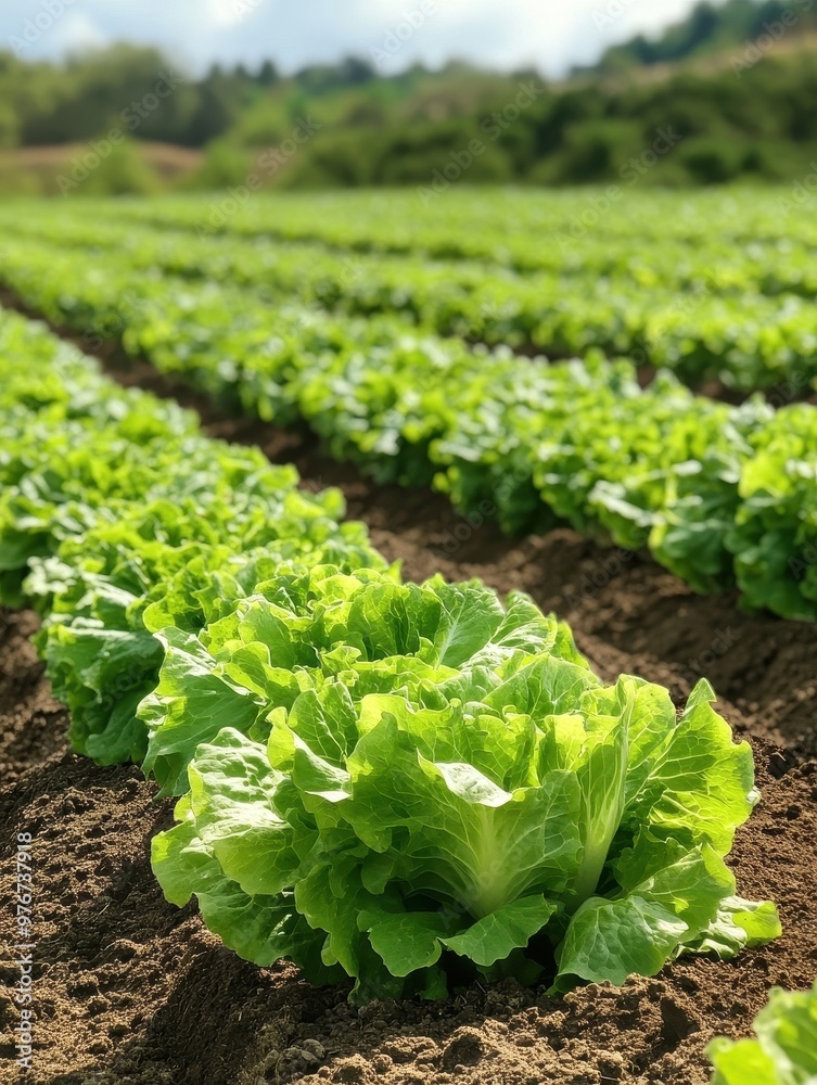 Fresh Green Lettuce Growing in a Field Fresh Green Lettuce Growing in a Field