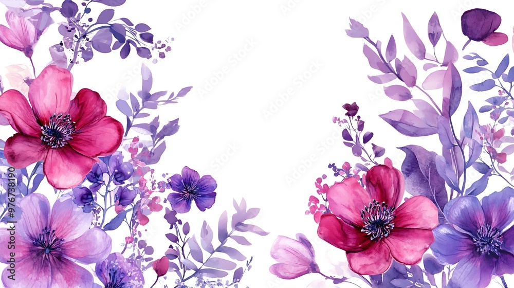 Purple and Pink Flowers on a Gradient Background Purple and Pink Flowers on a Gradient Background
