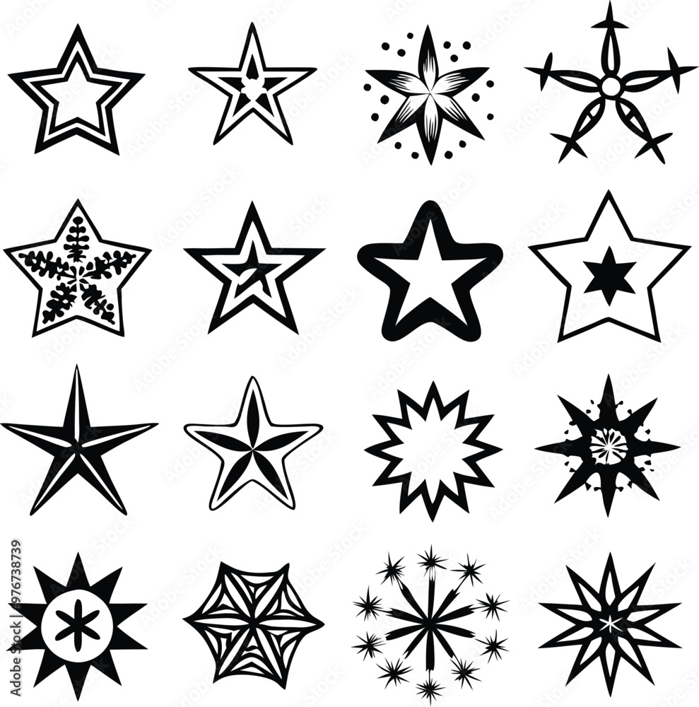 Star collection. Different stars set. Vector illustration Star collection. Different stars set. Vector illustration