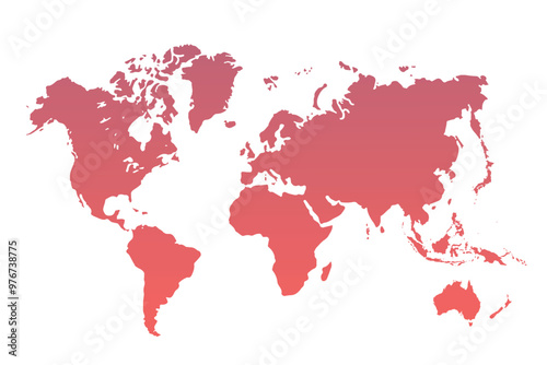 World map on white background. All countries in The World Abstract Color Gradient. Can use for printing, website, presentation element, textile. World map vector illustration, high-resolution, travel.