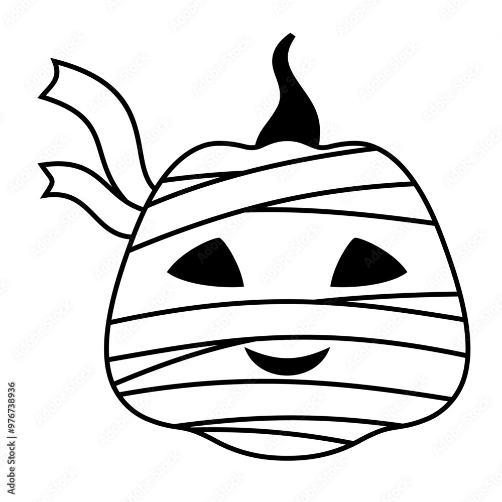 Obraz premium Black and white Halloween pumpkin clipart. Black Pumpkin clipart. Happy Halloween clipart. Kids Halloween hand drawn vector illustration.