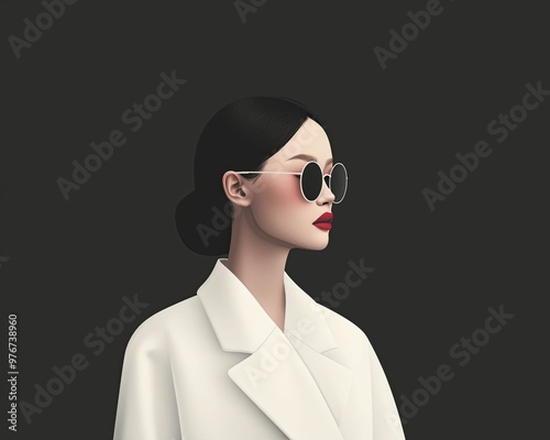 Stylish Woman Wearing Sunglasses Against a Bright Background, Radiating Confidence and Chic Summer Vibes, Ideal for Fashion and Lifestyle Imagery photo