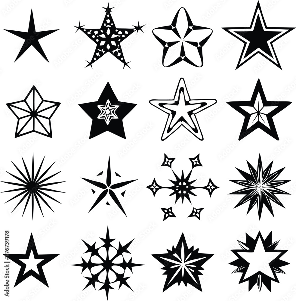 Star collection. Different stars set. Vector illustration Star collection. Different stars set. Vector illustration