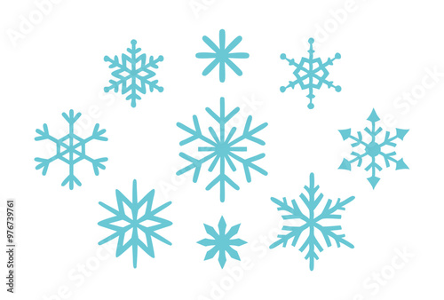 Christmas snowflake Icon Set, Winter Themed Vector Illustrations