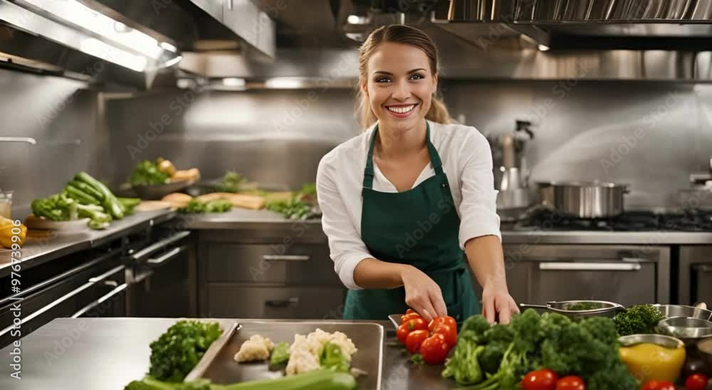 Warm Smiles: Young Chef in a Busy Kitchen Warm Smiles: Young Chef in a Busy Kitchen