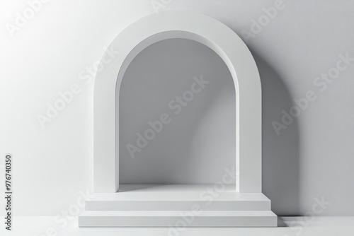 A white archway with a view of the ocean