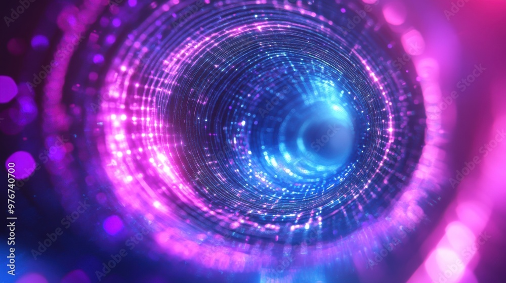 Abstract wormhole with glowing purple and blue lights, cosmic tunnel effect concept Abstract wormhole with glowing purple and blue lights, cosmic tunnel effect concept